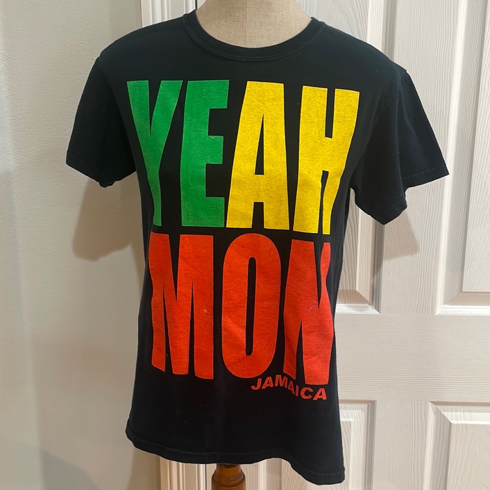 Irie vibes yeah mon Jamaica T-shirt vintage 100% cotton black adult size small S